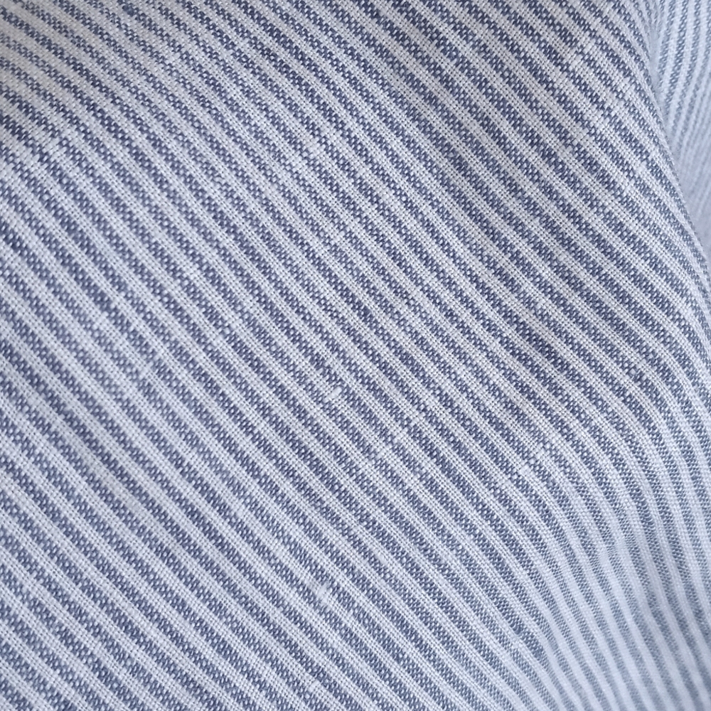 Cynthia Rowley 100% Linen Blue & White Pinstripe Bell Sleeve Top M - Picture 9 of 10